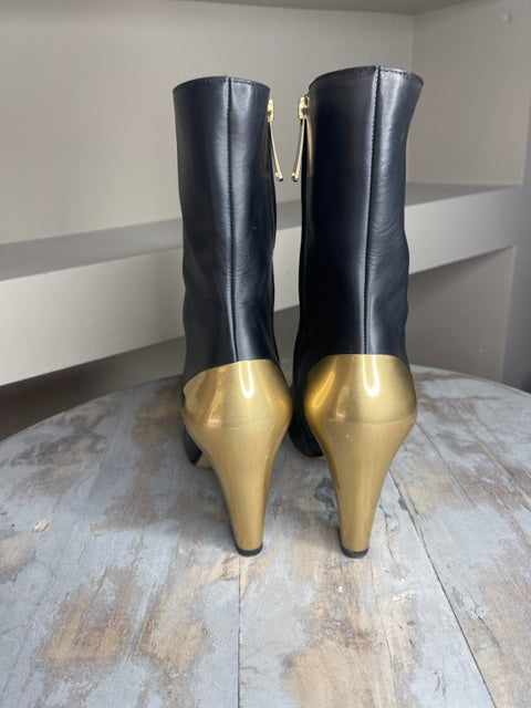 Black and gold heel boots best sale