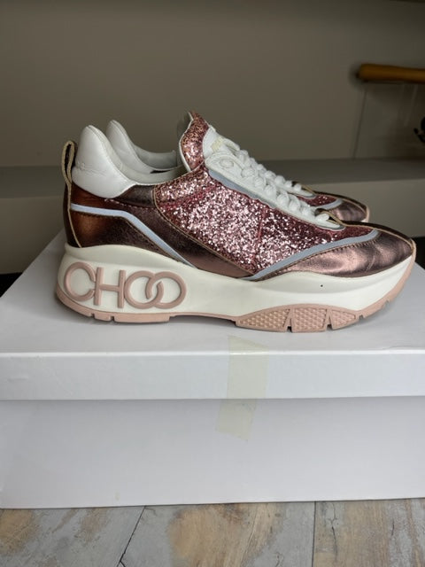 Jimmy Choo Miami F Glitter Sneakers 37.5 Love Luxe